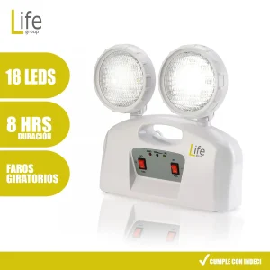 Luz de Emergencia "LIFE" 18 LED 4-8 hrs Original Nuevo 90 MTS -Cumple INDECI