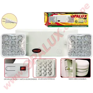 9707UL Luz de Emergencia OPALUX 24 LED Original Nuevo Certificado UL - Cumple INDECI