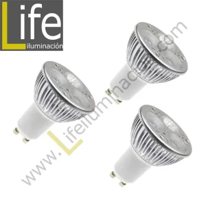 3XGU10/LED/3W/30K/220V THREE PACK LAMPARA LED GU10 3W 3000K 220V-60HZ