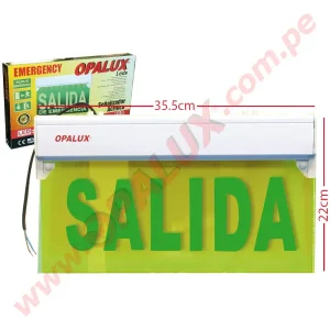 OP-297S Señal de seguridad LED acrílico de iluminación de emergencia 5LED verde 220-240VEC 60hz cuerpo sujetado plástico, con tornillo para desmontar