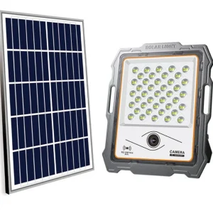REFLECTOR SOLAR LED CON CAMARA 400 W / 2800 Lm/IP 65 / 170m3/ LED DE ALTA ILUMINACIÓN /  Lente HD de 1080P /T.C. 5H / T.D. 12 H