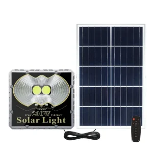REFLECTOR SOLAR LED 200W / BATERIA DE LITIO /2000 Lm / IP 65 /120m3/  T.C. 5H / T.D. 12 H / PROTECCION CONTRA RAYOS / PANTALLA DE POTENCIA