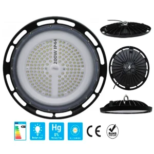 HIGH BAY UFO NUEVO MODELO 200W >110LM/W 6500K IP65 AC100-240V - JL