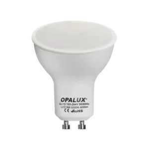 FOCO DICROICO LED 9W GU10 120° LUZ CALIDA "OPALUX"  800LM 3000K 185-264VAC Ø5CM 5.7CM ALTO.