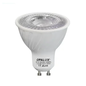 FOCO DICROICO LED 9W LUZ BLANCA "OPALUX" 800LM 3000K 185-264VAC GU10 60° Ø5CM 5.4CM ALTO.CJX100