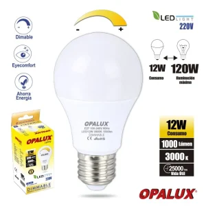 FOCO 12W DIMABLE "OPALUX" 3000K, 1000LM, E27, 220-240VAC