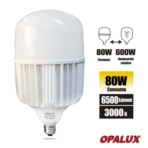 FOCO 80W T/BOTELLA "OPALUX",3000K,6500LM,E27-170-265V