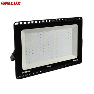 REFLECTOR LED 150W “OPALUX” DELGADO SLIM 12750 LUMENS COLOR NEGRO LUZ BLANCA 6500K IP65 EXTERIORES 50,000HRS 162 LEDS 220-240V