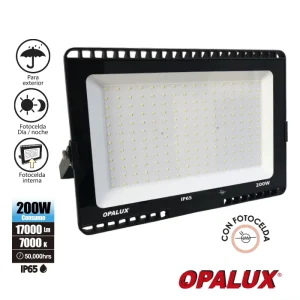 REFLECTOR LED 200W "OPALUX" CON FOTOCELDA 7000K