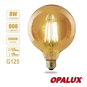 FOCO VINTAGE G125 8W 3000K NACARADO 185-265V E27 "OPALUX" CJX20
