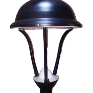 FAROLA EXTERIOR PARA ALUMBRADO PUBLICO CON LUMINARIA 100W INTEGRADA ESPECIAL PARA PARQUES, MARCA LIFE ALUMINIO COLOR NEGRO FUNDIDO CON DIFUSOR BLANCO / TIPO ISLA 220V / FABRICACION NACIONAL