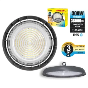 LUMINARIA LED HIGH-BAY 300W "OPALUX" 36000LM 3CCT IP65