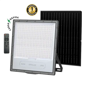 REFLECTOR LED CON PANEL SOLAR 600W "OPALUX" 6500LM, 3000K 4000K 7200K