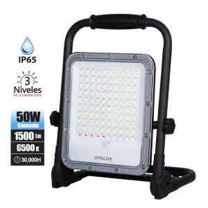 REFLECTOR LED PORTATIL "OPALUX" 50W, 1500LM, RECARGABLE MASTERX10