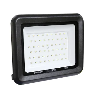 REFLECTOR LED 50W OPALUX 54 LEDS 4500LM 6500K 50,000HRS 220-240V INC SENSOR MOVIMIENTO DELGADO SLIM  COLOR NEGRO LUZ BLANCA IP65 EXTERIORES