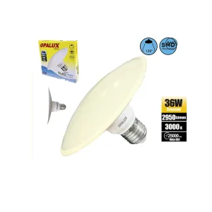 FOCO UFO E27 36W OPALUX 2950LM 3000K 25000HRS LUZ CALIDA AMARILLA 110V-240V