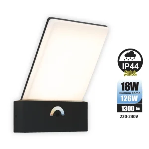 APLIQUE EXTERIOR DE PARED PANO 18W 1300 LM DIMER NEGRO