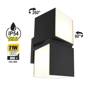 APLIQUE EXTERIOR DE PARED CUBA 25W 1000 LM NEGRO
