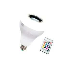 Foco led disco 9W Blanco mas RGB (Colores diversos) con parlante 3W conexion Bluetooth control remoto rosca E27 "Opalux"