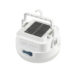 LAMPARA CON LINTERNA PÓRTATIL RECARGABLE CON PANEL SOLAR 200W "OPALUX" 12000K