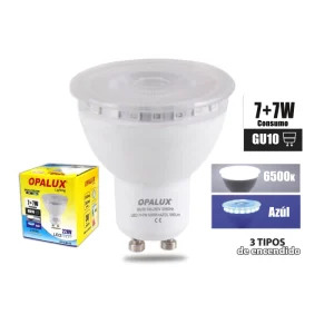 FOCO DICROICO DUO COLOR 6500K + AZUL 7W "OPALUX"