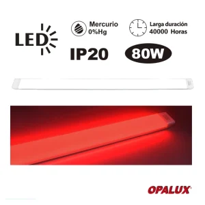 FIXTURE SLIM LED PAVONADO 80W COLOR ROJO 120 CM "OPALUX"