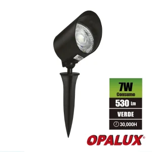 LUZ EXTERIOR ESTACA 7W "OPALUX" 100-240V 530LM LUZ VERDE