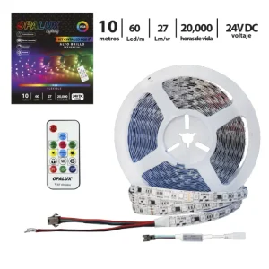 KIT CINTA LED RGB MÁGICA 5053 "OPALUX" SECUENCIAL, 24V C/CONTOL, 10 METROS 300 EF  MASTERX40