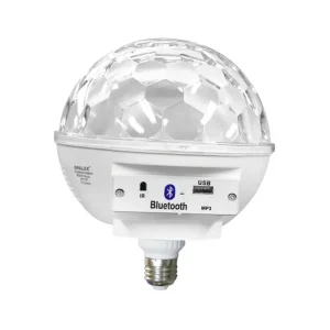 Foco led disco 6W RGB (Colores diversos) con parlante 3W conexion Bluetooth USB contro remoto rosca E27 "Opalux"