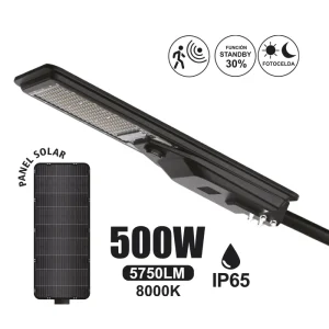 LUMINARIA CON PANEL SOLAR 500W "OPALUX" 5750LM 8000K IP65  MASTERX1