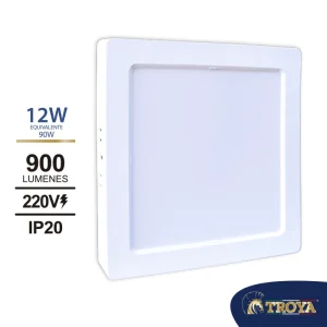 PANEL LED CUADRADO PCPARA SOBREPONER 12W "TROYA" 900LM 7200K